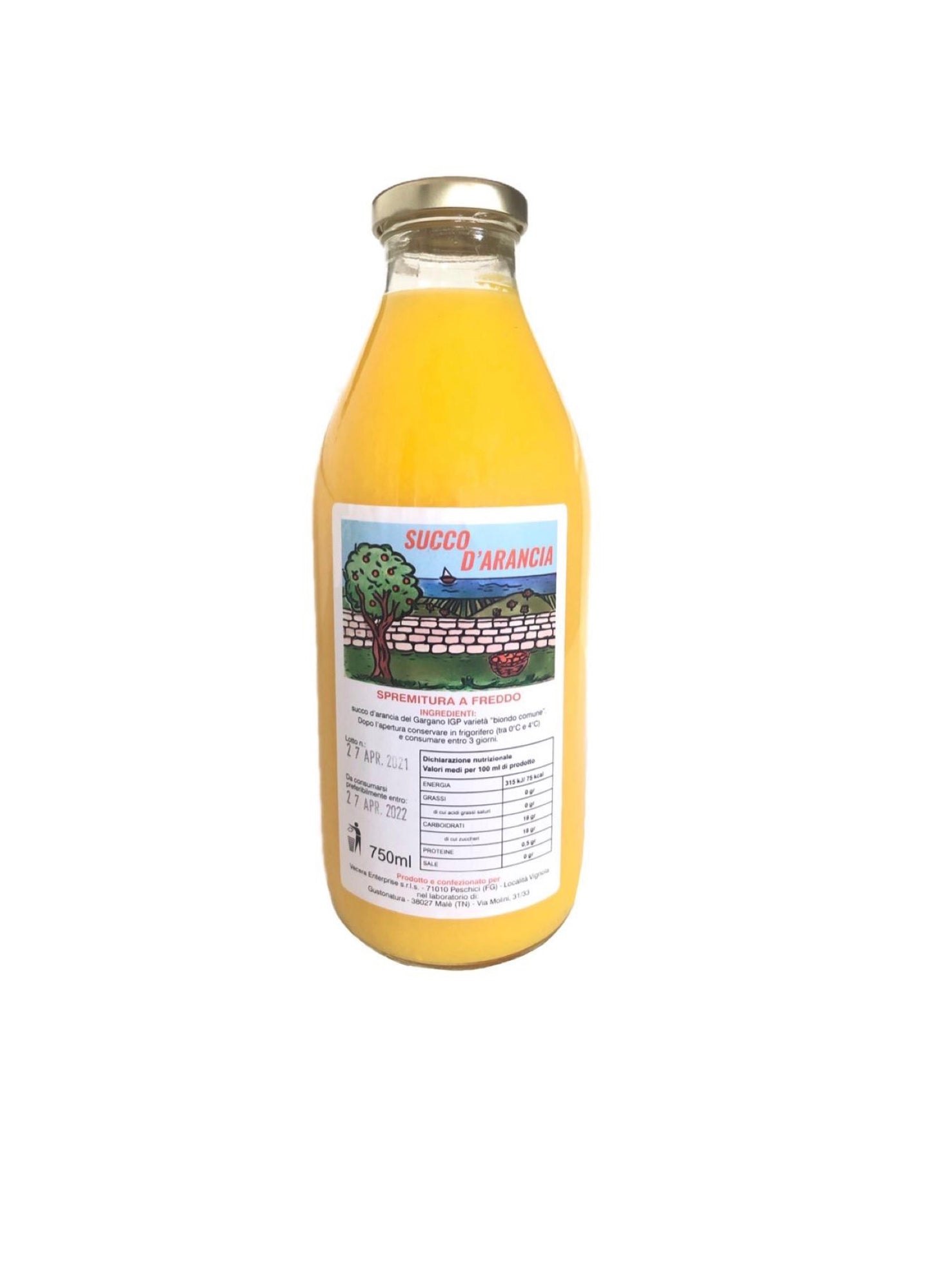 Succo d'arancia del Gargano in vetro 750 ML
