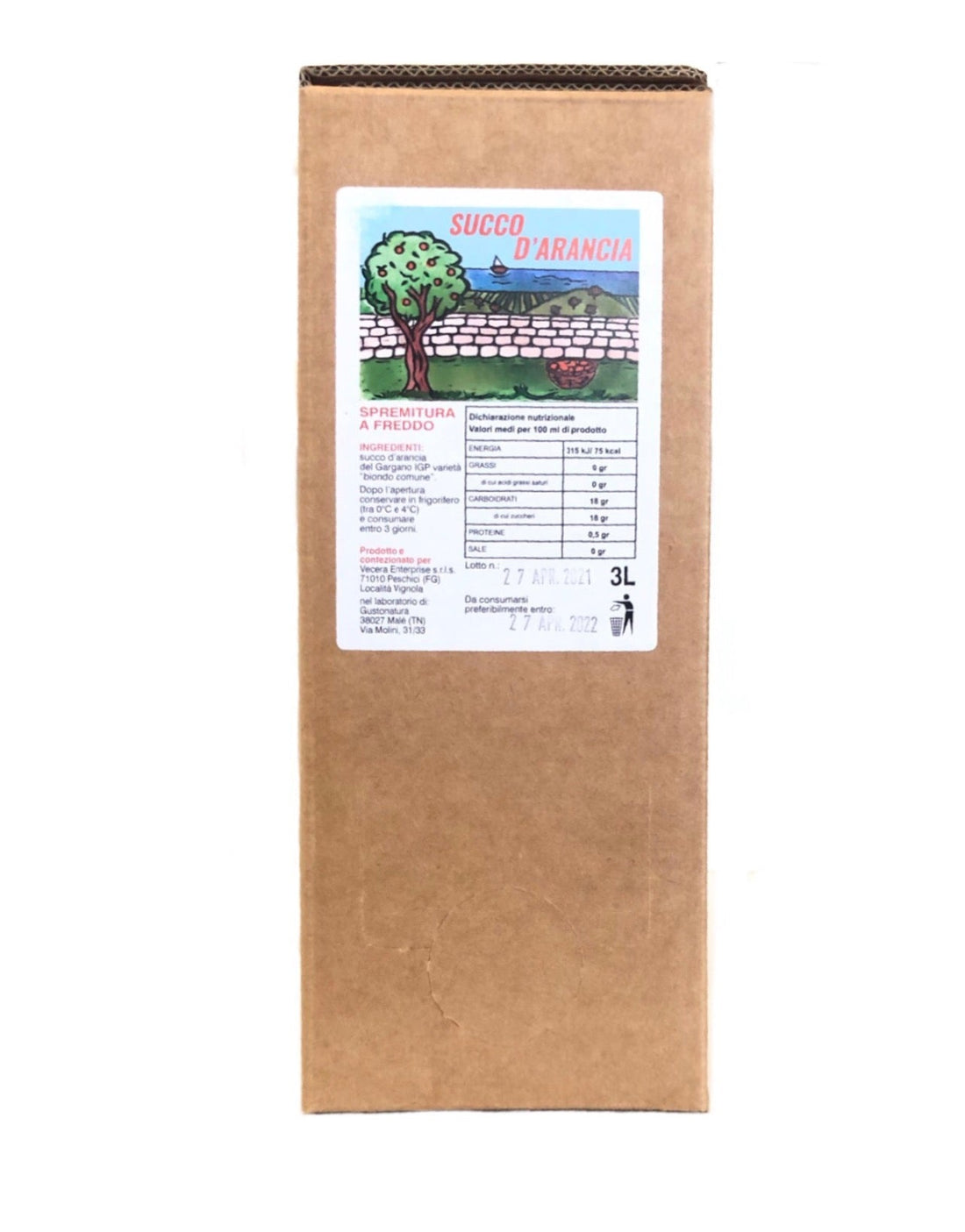Succo d'arancia del Gargano in Bag in box: gusto, convenienza e freschezza sempre a portata di mano